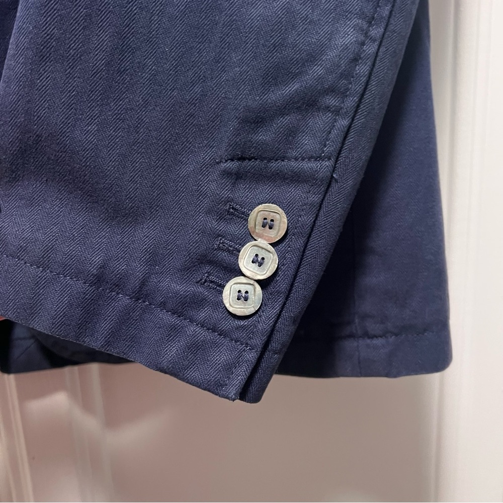 A.P.C. Canvas Navy Cotton Blazer Coat Pearl-like Two Buttons Classic Size Medium - Picture 4 of 10